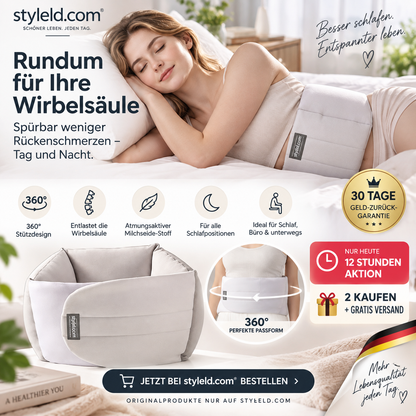 🛏️ Ergonomisches Lendenstützkissen – 360° Unterstützung, wrap-around Design, für erholsamen Schlaf 💤✨