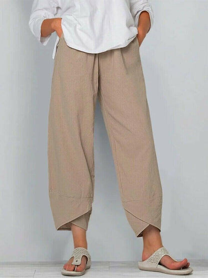 👖Jetzt 59 % Rabatt!✨Vintage-Hose mit asymmetrischem Gummibund und Taschen – Einzigartiges Design, bequeme Passform und funktionaler Stil🌸