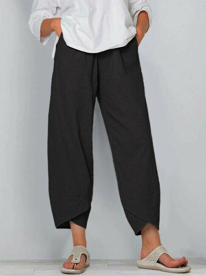 👖Jetzt 59 % Rabatt!✨Vintage-Hose mit asymmetrischem Gummibund und Taschen – Einzigartiges Design, bequeme Passform und funktionaler Stil🌸