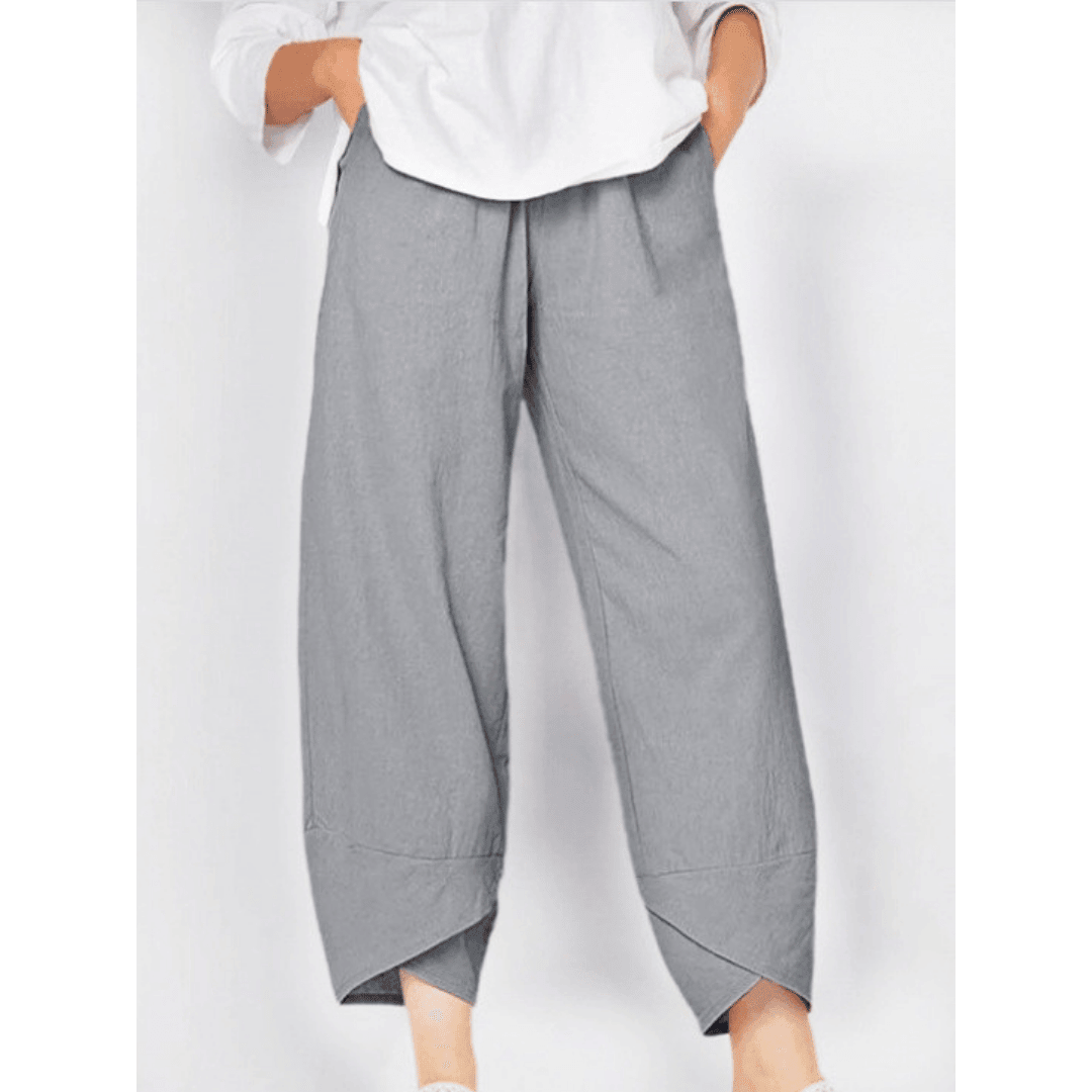 👖Jetzt 59 % Rabatt!✨Vintage-Hose mit asymmetrischem Gummibund und Taschen – Einzigartiges Design, bequeme Passform und funktionaler Stil🌸